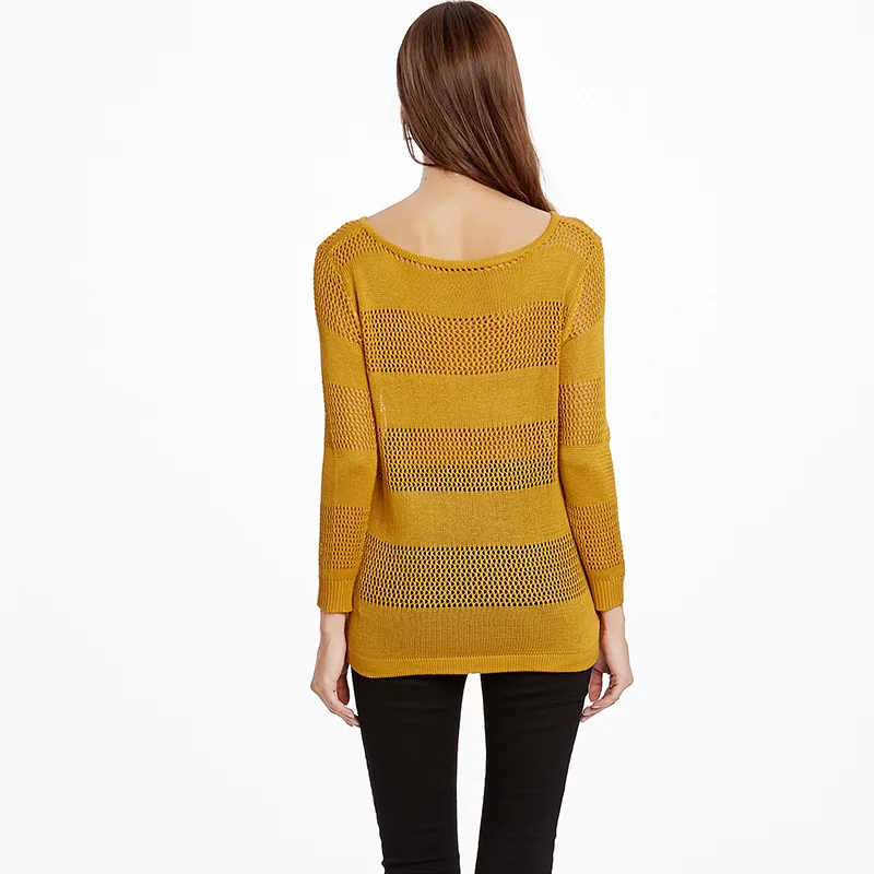 

Viscose Women Knitwear 2019 New Fashion Hollow Knitted Solid Colors Womens Pullover Sweater Autumn Ladies Casual Outwear Sweater