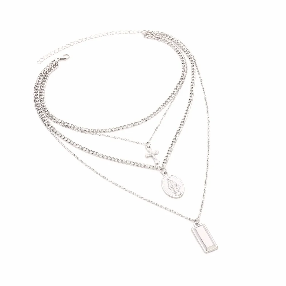 Подвески Virgin Мария многослойные ожерелья из 4 предметов золотистый чокер или