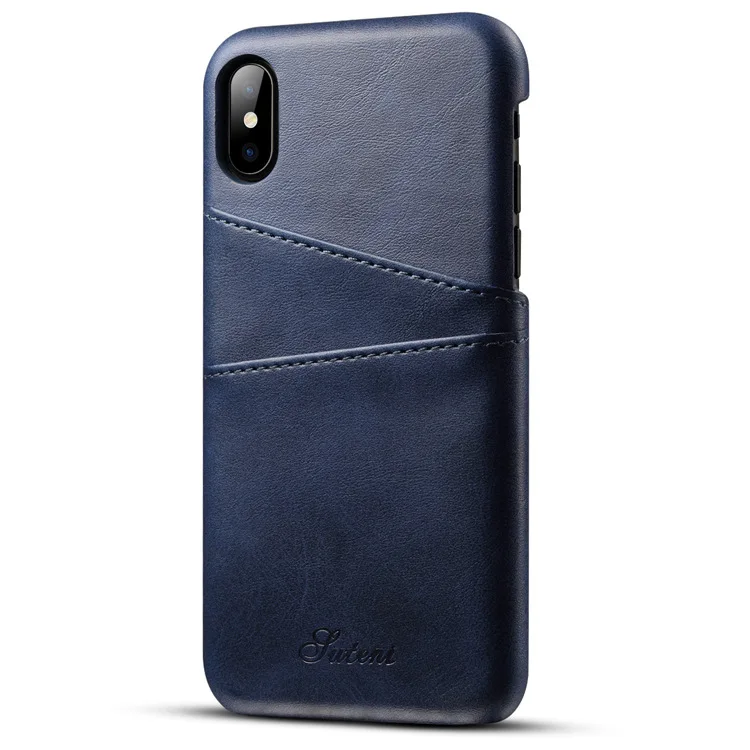 Blue Чехол для телефона из искусственной кожи для Iphone XR XS MAS 8 7 6 PLUS с держателем для карт - Цвет: Blue