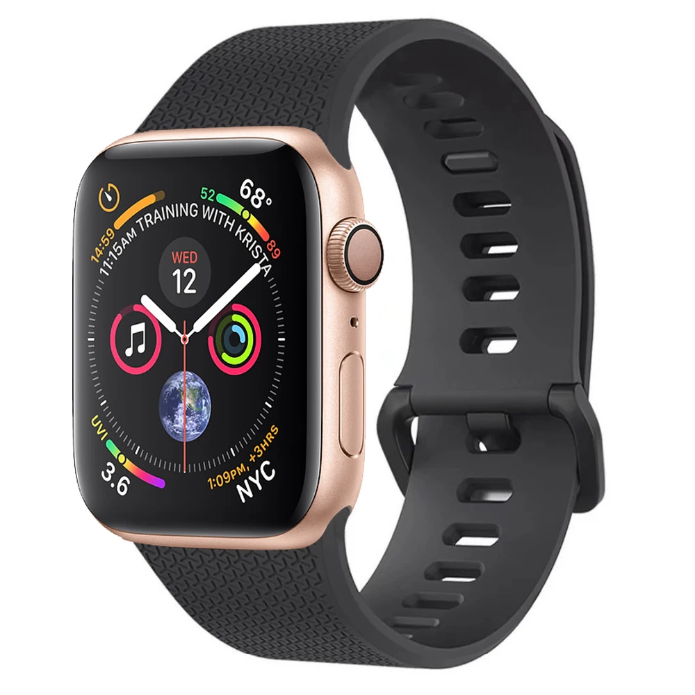 Ремешок силиконовый спортивный для Apple Watch 6 SE 5 4 3 2 1 Band 44 мм 40 браслет iwatch band 38 42