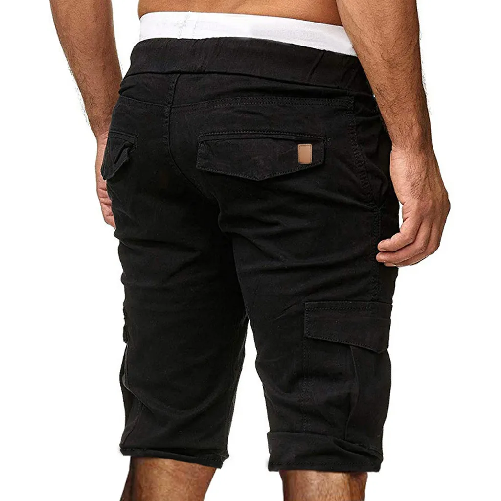 Мужские спортивные штаны повседневные эластичные шорты однотонные мешковатые с