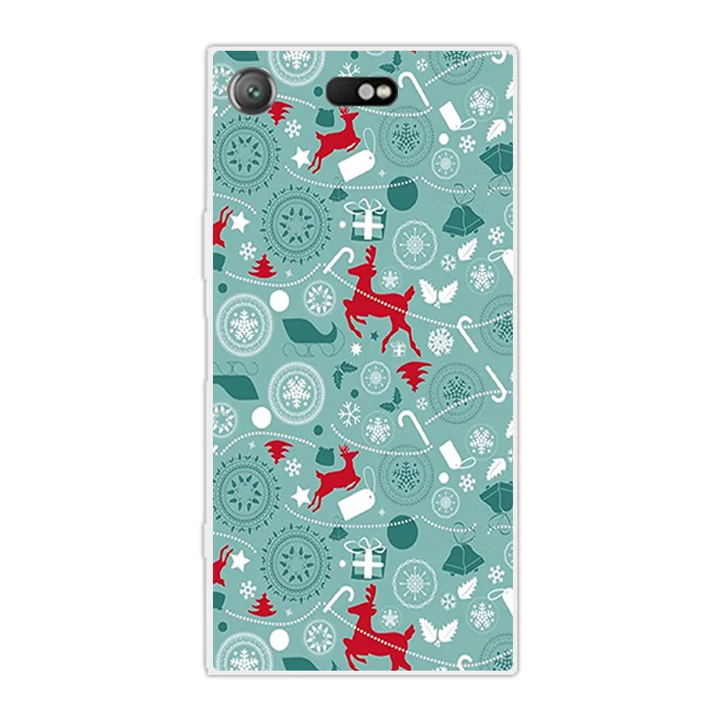4.6 inch For Sony Xperia XZ1 Compact Back Cover Transparent Silicone Slim TPU Merry Christmas Phone Cases |