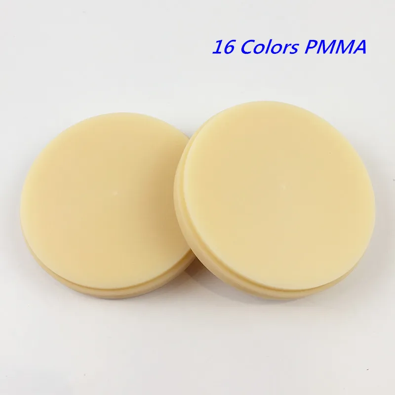 8 Pieces 20 Colors PMMA Discs Dental CAD/CAM PMMA Blocks OD98*10mm~16mm for Temporary Crowns and Bridge Restoration