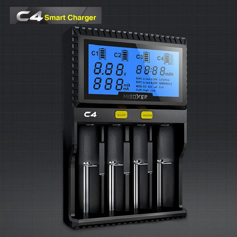 Miboxer 18650 Li-Ion IMR INR ICR lifepo4 зарядное устройство C4 Smart универсальное USB зарядное устройство с ЖК-экраном лучше, чем C3100
