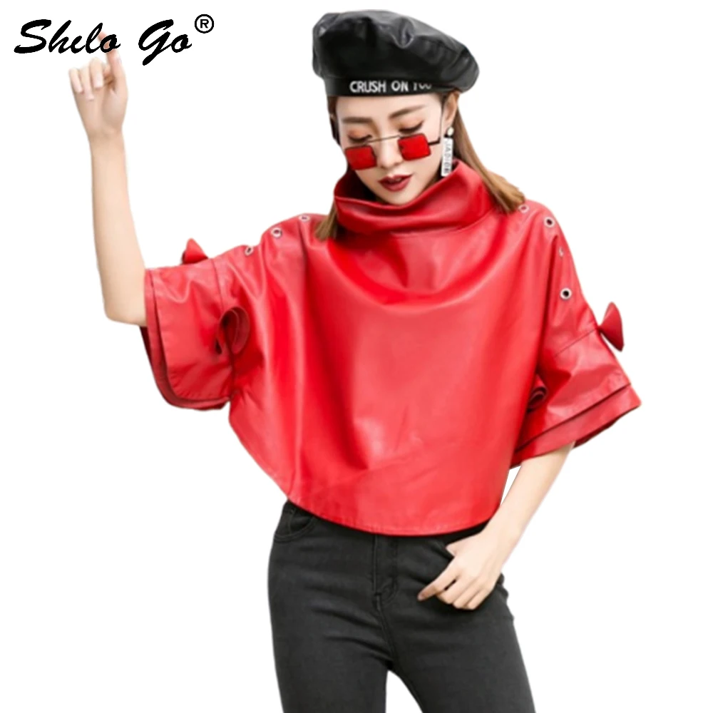 Женские кожаные накидки элегантные весенние пончо из натуральной овечьей кожи с