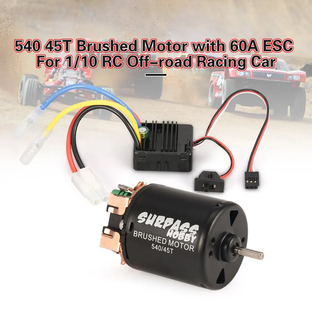 Surpass Hobby 540 45T матовый двигатель с 60A ESC 5 V/2A BEC для 1/10 RC внедорожных гоночных