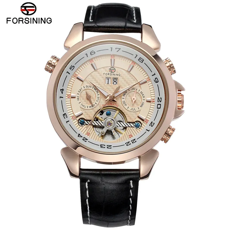 Мужские часы с кожаным ремешком FORSINING Роскошные автоматические механические |