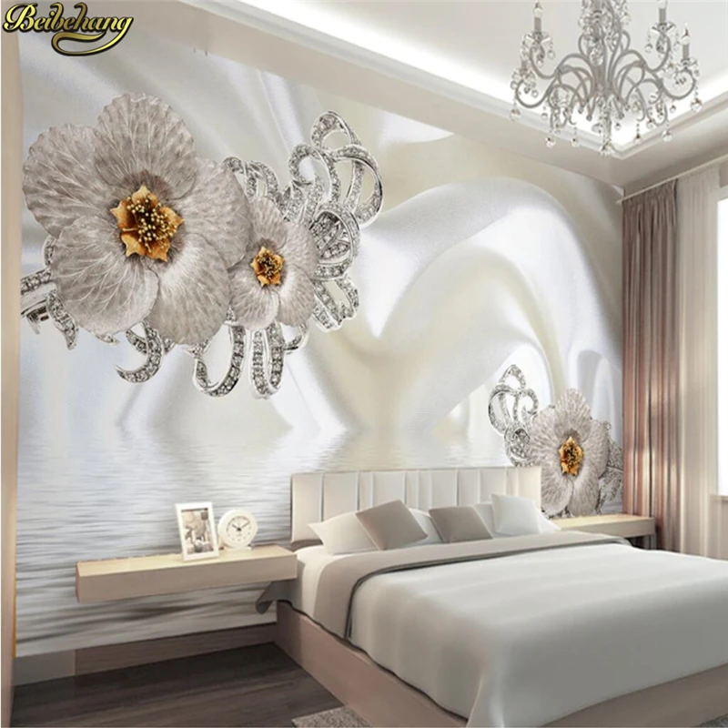 3d роскошный фон для ТВ с изображением шелковых акварельных цветов на заказ