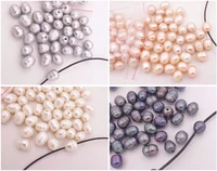 100 pcs real growth pearl loose beads hole size 2mm white pink gray black brown choose