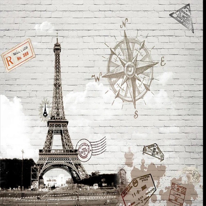 Обои Настенная настенная наклейка абстрактные ручная роспись Париж Эйфелева