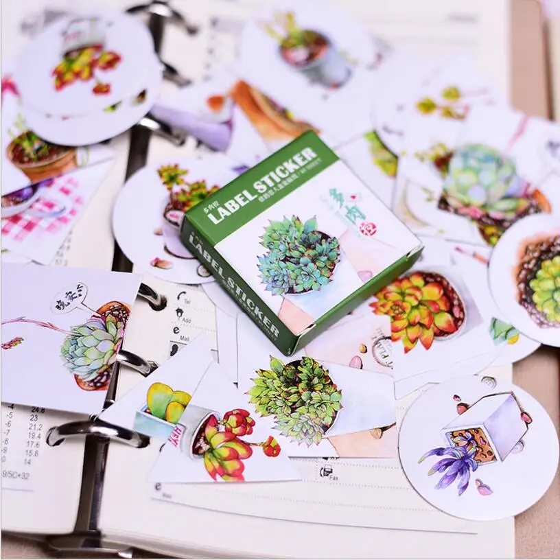 40 шт./кор. мясистые растения кошка/еда бумажные этикетки наклейки декоративные