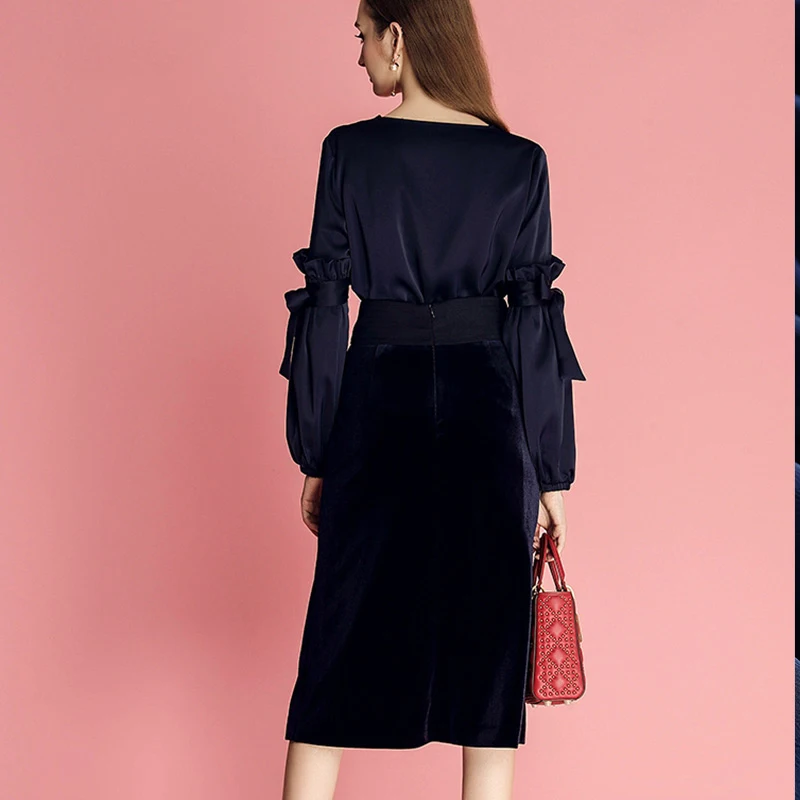 Женский комплект из 2 предметов роскошный подиумный костюм с юбкой рубашка