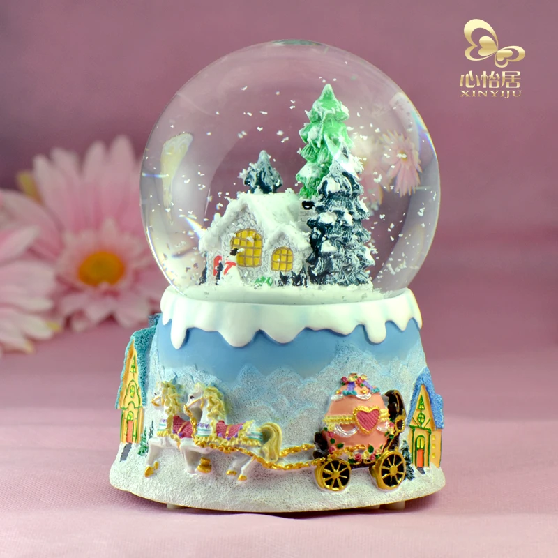 Zm вращающийся Снежный хрустальный шар Рождественская музыкальная шкатулка Sky City