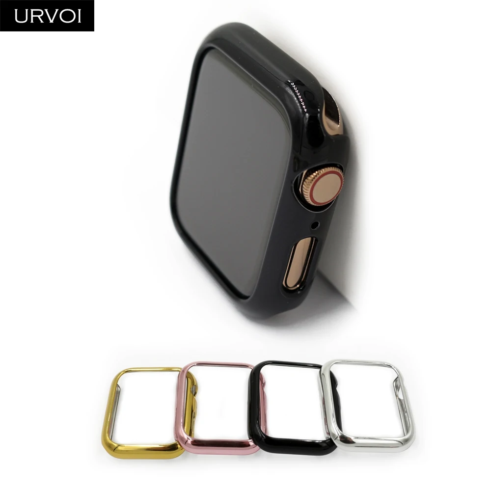URVOI Бампер для Apple Watch серии 8 7 6 SE 54, чехол-накладка iwatch с покрытием электропластика, жесткая рамка, узкий профиль, ультратонкий.