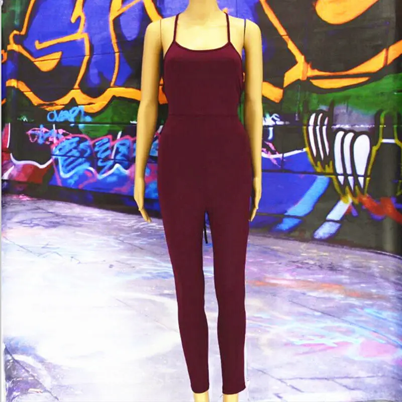 Женский Повседневный комбинезон без рукавов боди с открытой спиной длинные