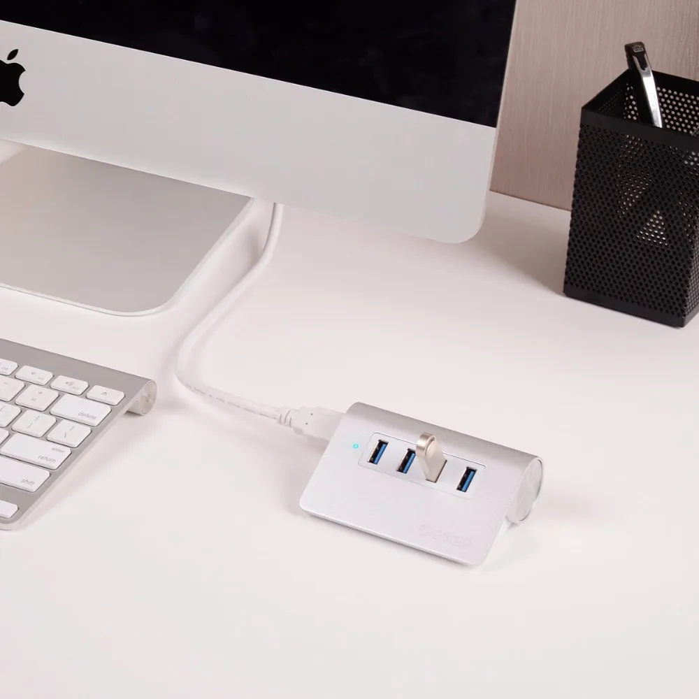 ORICO Алюминиевый мини USB 3,0 концентратор 4 порта 5 Гбит/с высокоскоростной концентратор USB портативный usb-хаб USB разветвитель Кабель-адаптер для ПК ноутбука