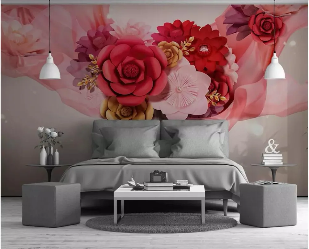 Настенные 3D-обои на заказ современные минималистичные обои с ручной росписью роз