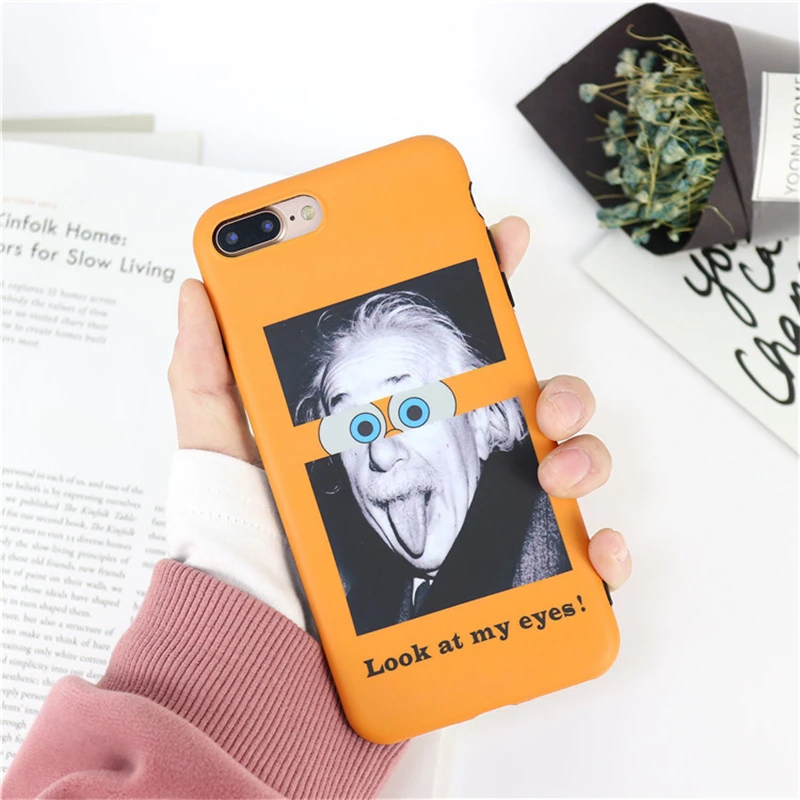 Забавные имитирующие Альберт Эйнштейн Телефон чехол для iPhone 6 6s 7 8 плюс задняя