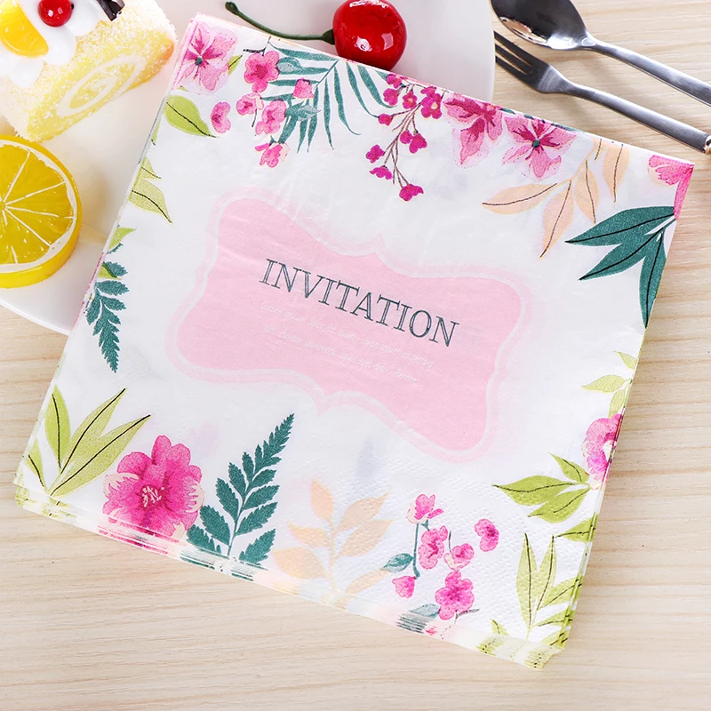 Свежие цветы живопись дизайнерские бумажные салфетки кафе и вечерние украшение