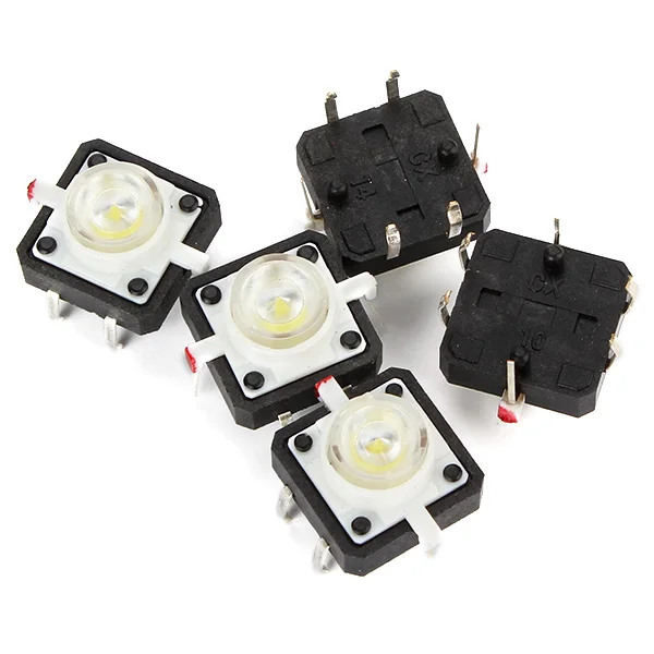 Белый 4 контактный сенсорный кнопочный переключатель светодиодный 12x12 мм|tact push