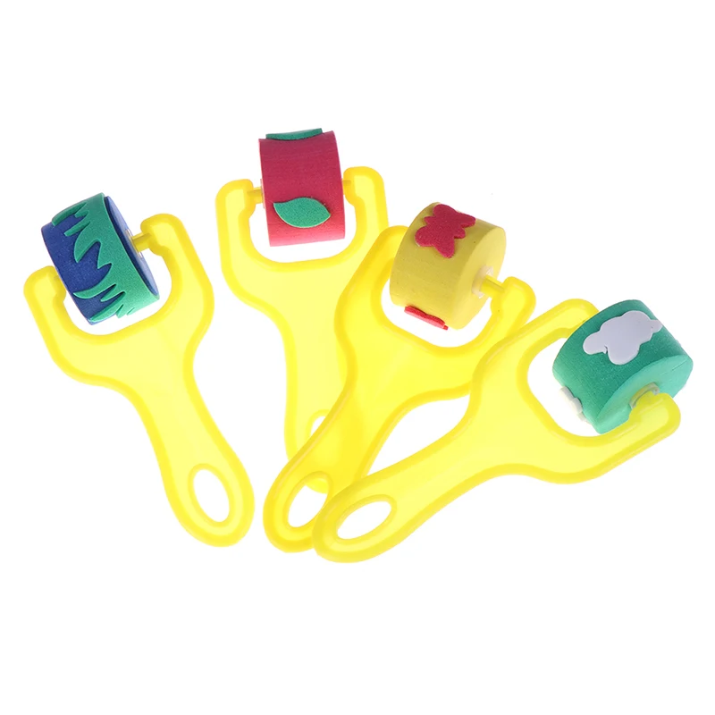 4 шт./компл. губчатая щетка роликовый узор пластиковая ручка кисти для краски