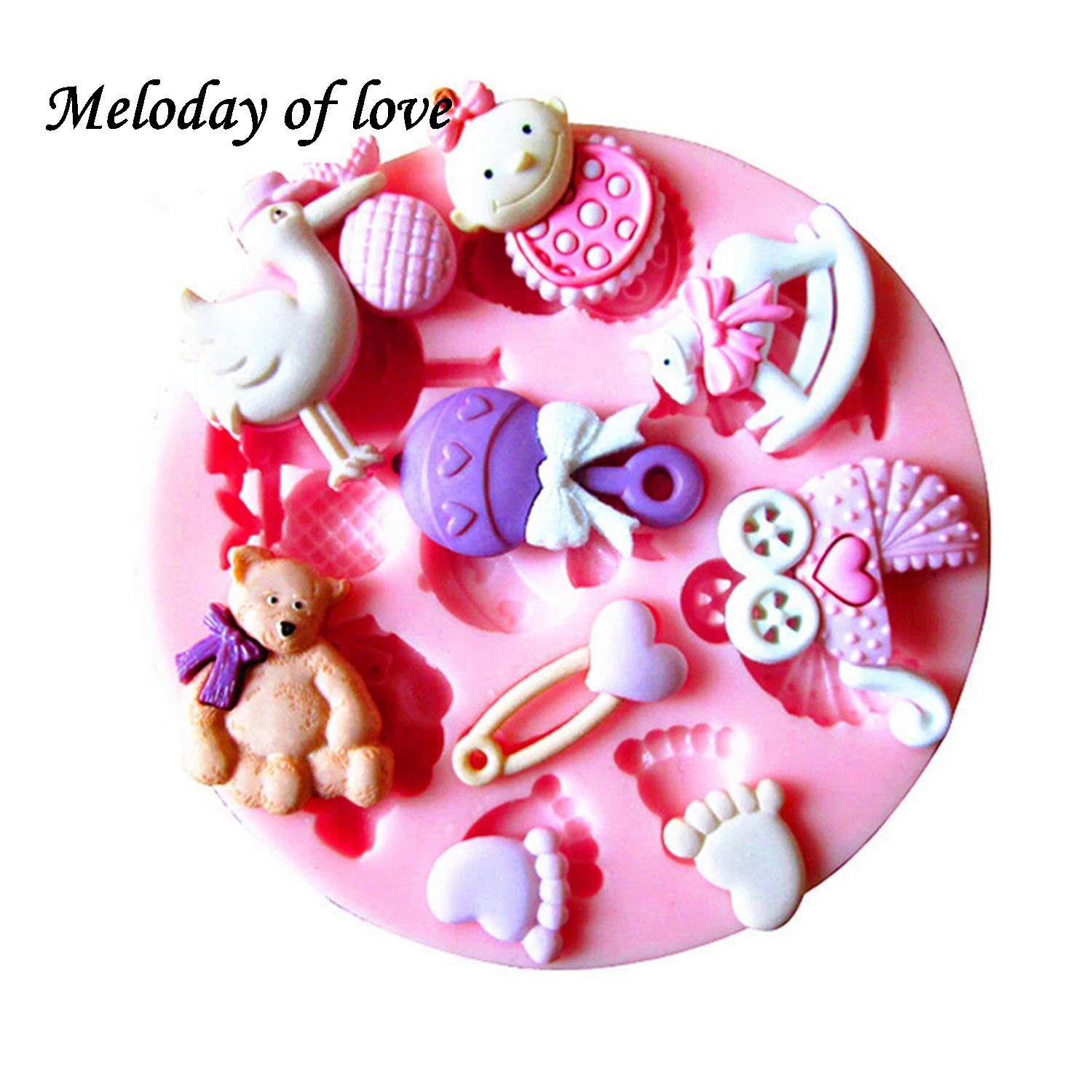 

DIY For the baby shower favour gifts chocolate cake decorating tools Trojan Baby carriage silicone Clay Molds T0060