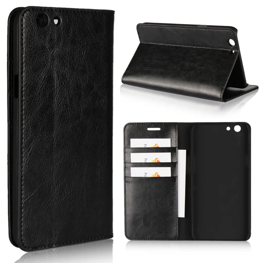 

Luxury Genuine Leather Wallet Flip Case Cover For OPPO A59 A59m A59t