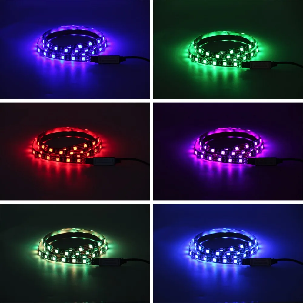 RGB Светодиодная лента Водонепроницаемая 5050 DC 5V USB Гибкая неоновая с дистанционным