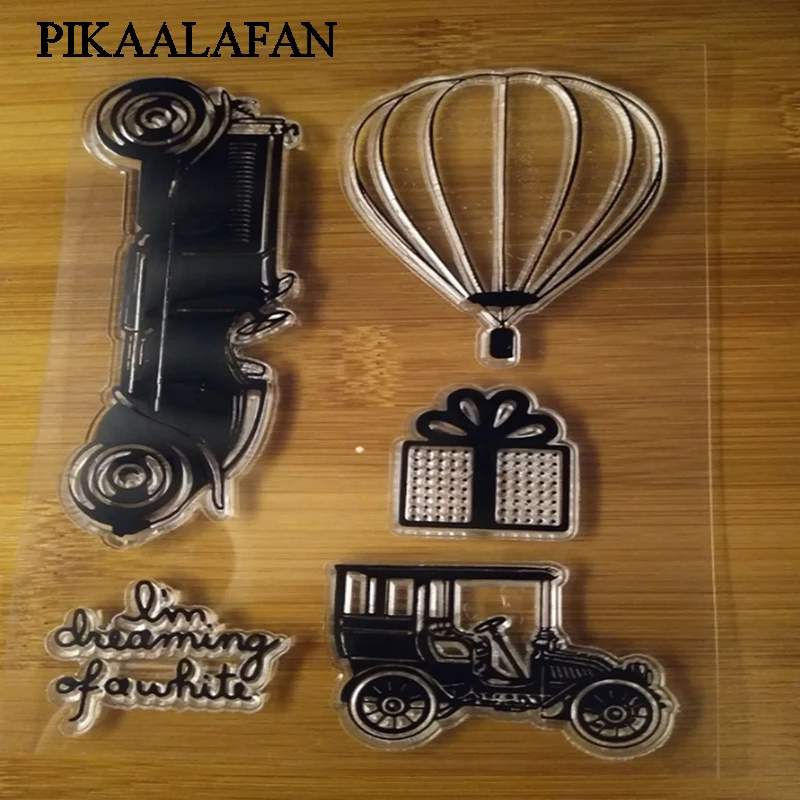 PIKAALAFAN винтажные автомобильные гелиевые шары прозрачный силиконовый штамп DIY