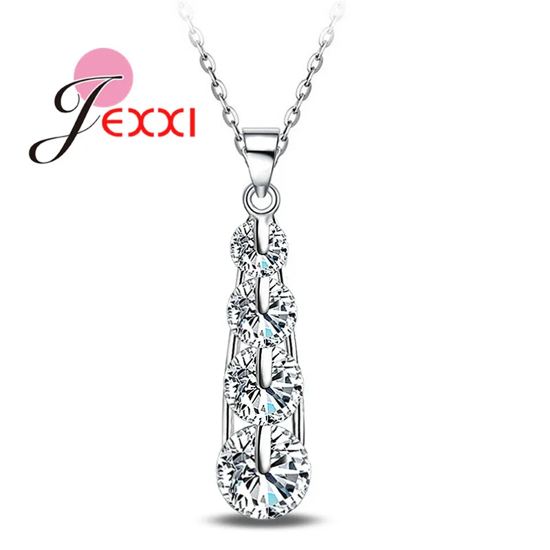 Женское Ожерелье с кулоном из серебра 925 пробы белым фианитом|fashion necklace|jewelry