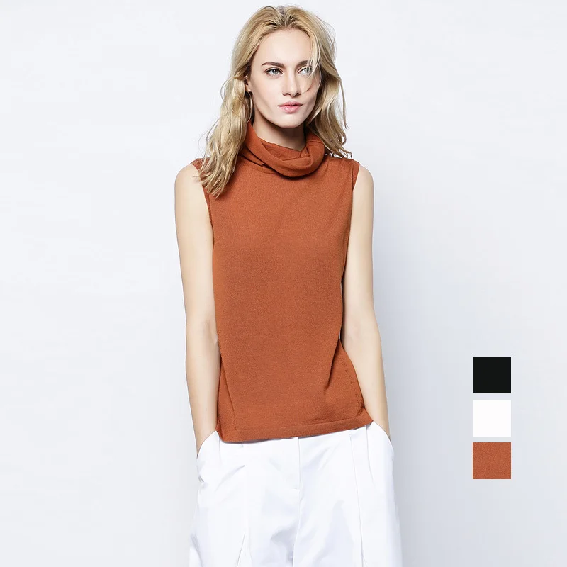 100%MERINO WOOL women solid knit VEST PULLOVERS sueter Brand Turtleneck sweater top tunic jumper 2015 Fall Winter new Grey | Женская