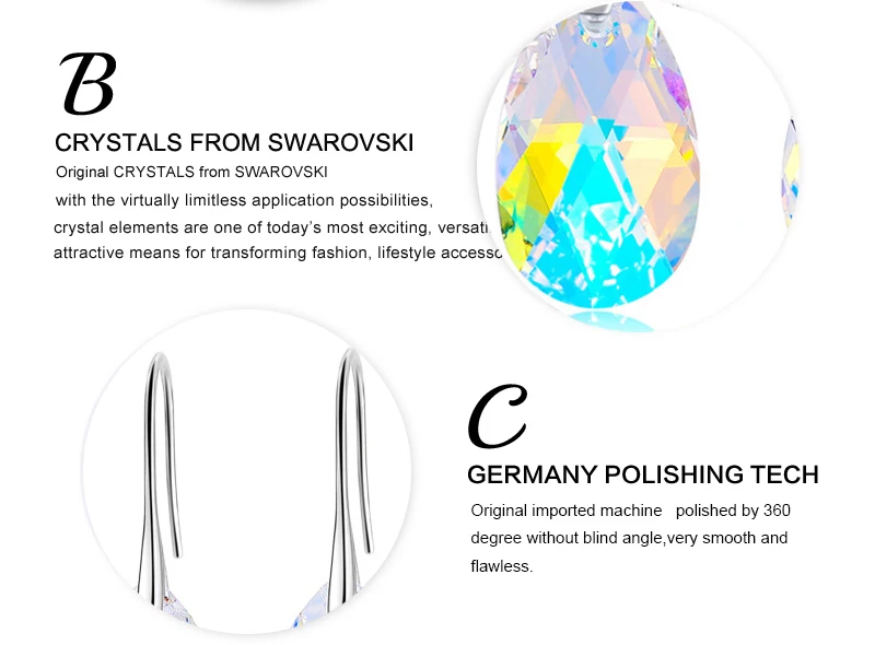 BAFFIN оригинальные кристаллы от Swarovski Ювелирные наборы грушевидный кулон ожерелье Висячие серьги для женщин свадебный серебряный цвет