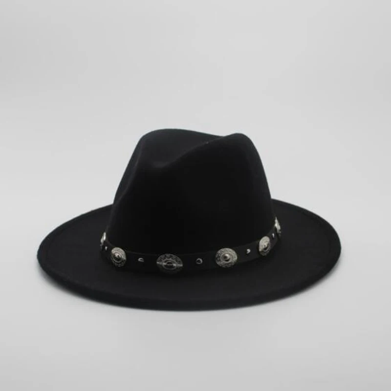 Fashion Wool Men's Women's Winter Autumn Fedora Hat With DIY Punk Belt Wide Brim Church Sombreros Jazz Cap Top Sun Hat|Мужские