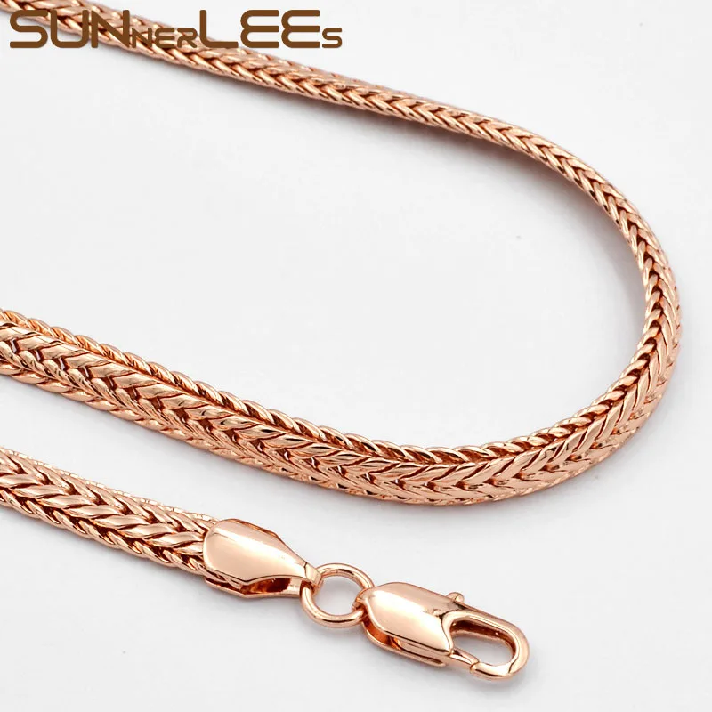 SUNNERLEES модные ювелирные изделия цвета розового золота ожерелье браслет набор 6 мм