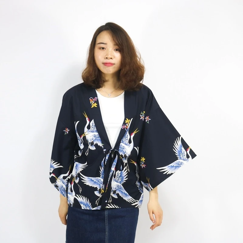 Женское японское кимоно-кимоно yukata кардиган блузка с длинным рукавом