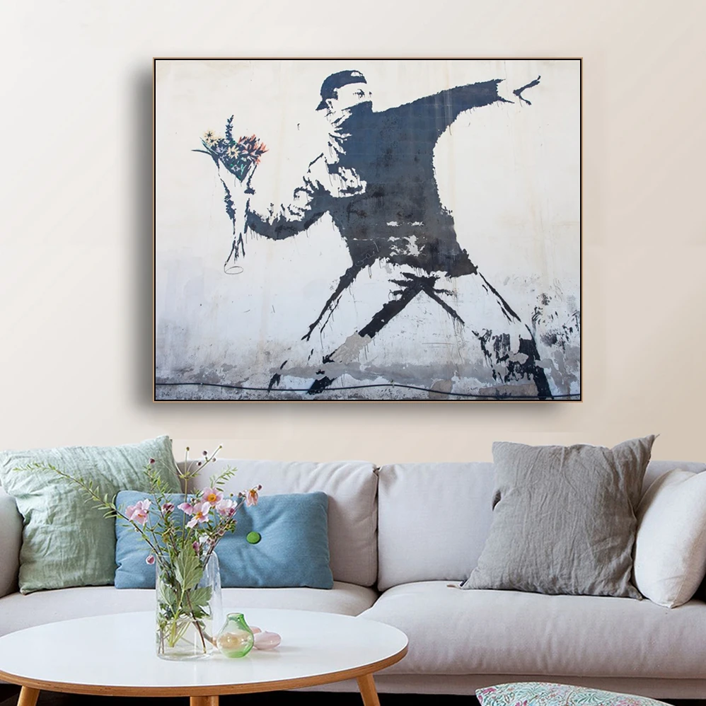 Love Is In The Air по banksy на стену арт Декор холст картина каллиграфии печати плакатов декоративная картина Гостиная домашний декор