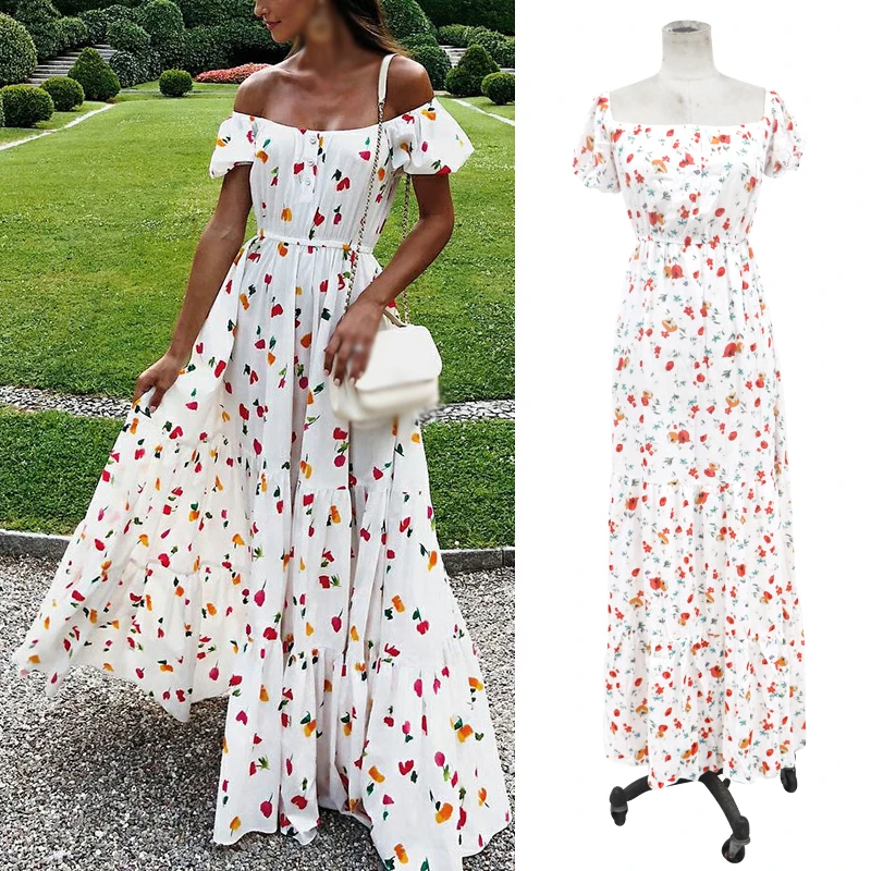 Пляжное платье сарафан женское длинное цветочное Макси Boho летнее повседневное