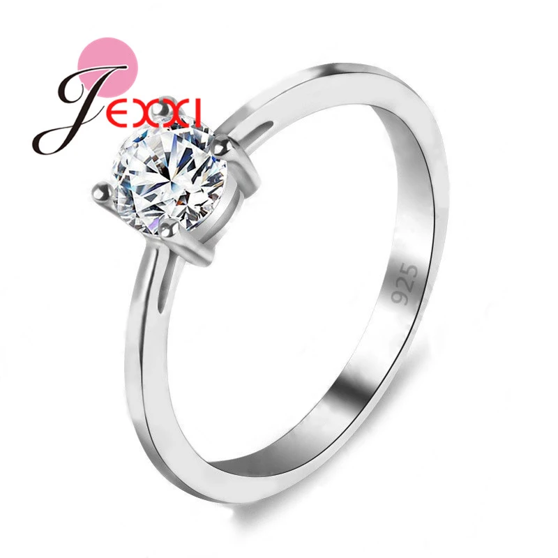 

Forever Love Classic Wedding Band Rings 925 Sterling Silver 4 Prong Round Sparkling AAA CZ Rings Jewelry For Women Nice Gift