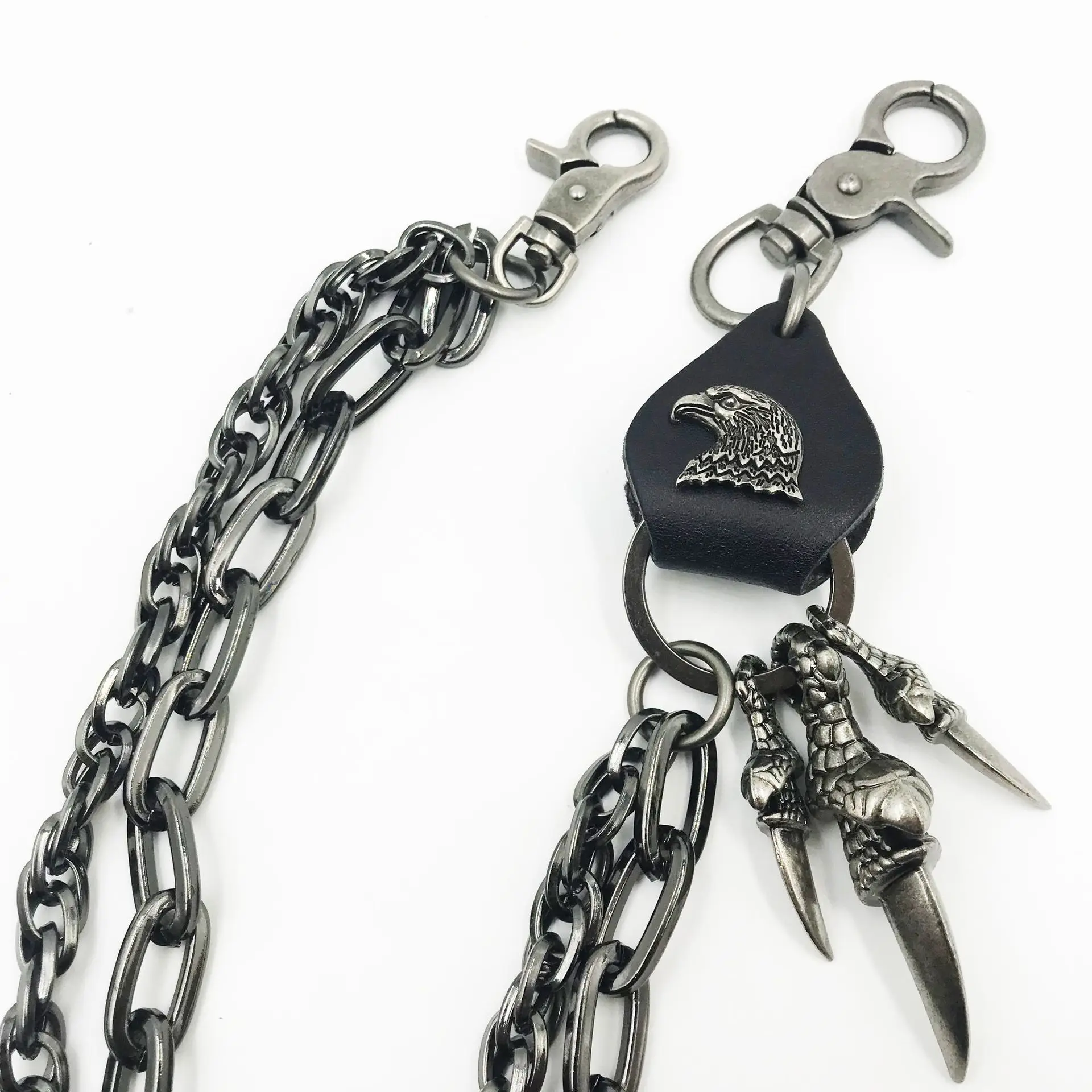 Мужской брелок для ключей в виде головы черепа кожаный металлический винтажный