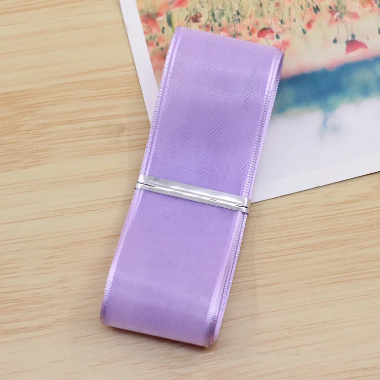 light purple 1 м/лот 25 мм Снежная пряжа органза ленты искусственный шелк ленты DIY Скрапбукинг материал свадебные ручной работы аксессуары для волос - Цвет: light purple