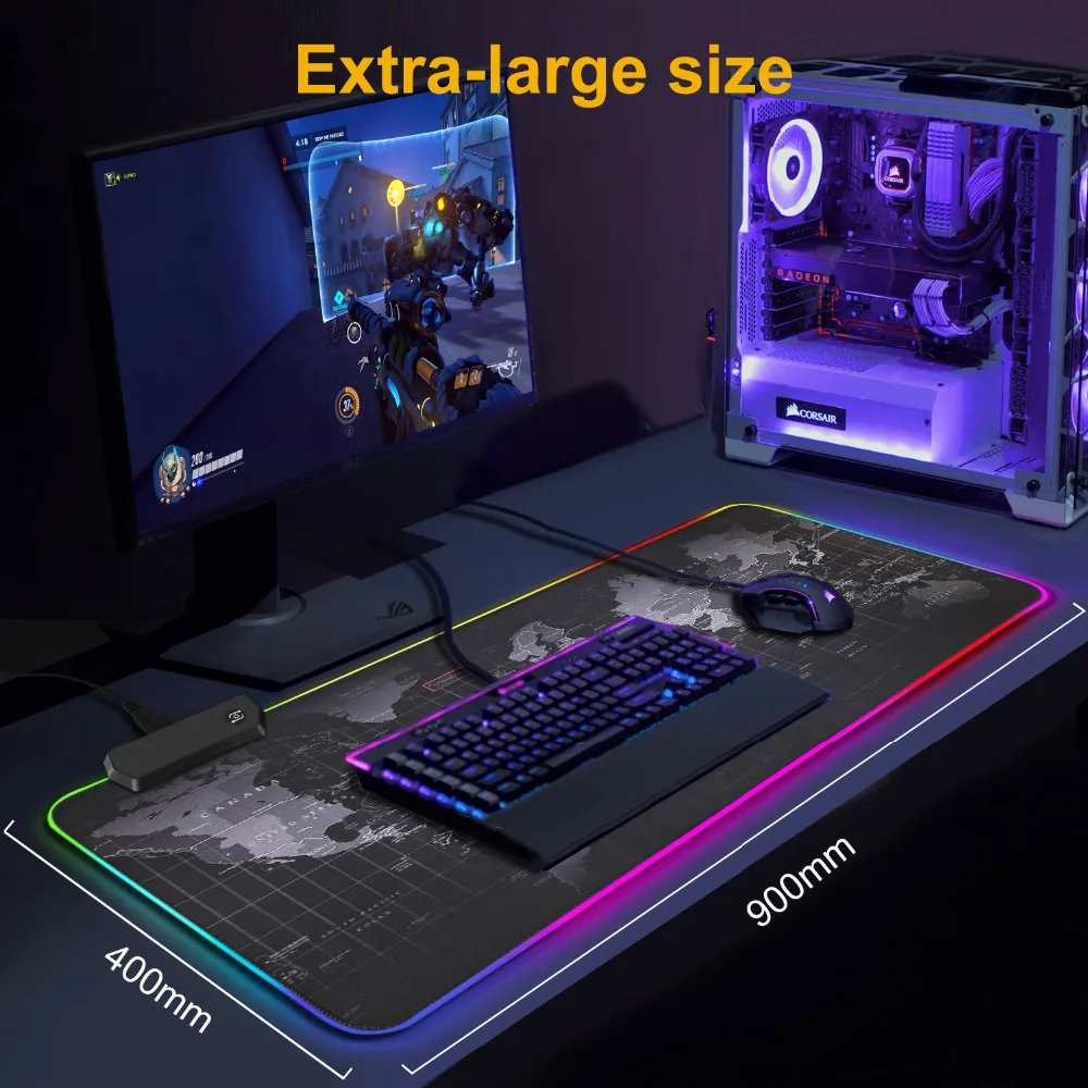 Игровой коврик для мыши геймерский компьютерный коврик для мыши RGB большой коврик для мыши XXL большой коврик для мыши пользовательский игровой стол коврик с подсветкой Клавиатура коврик для мыши