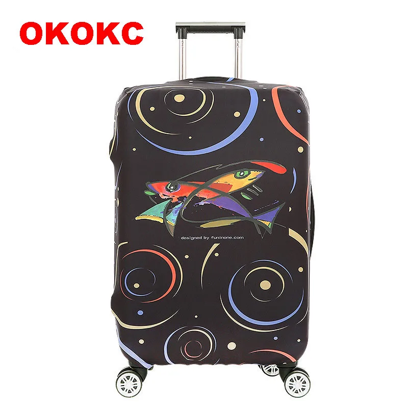 OKOKC Ретро листья рыбы Эластичный Чемодан пылезащитный чехол дорожные аксессуары на дороге защитный толстый чемодан чехол для 18-32 дюймов