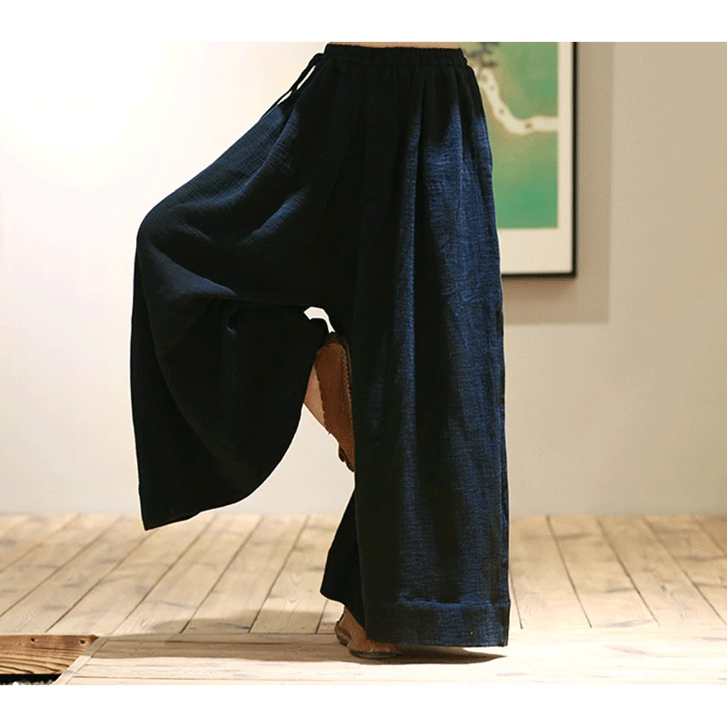 Женские свободные штаны в китайском стиле винтажные хлопковые льняные