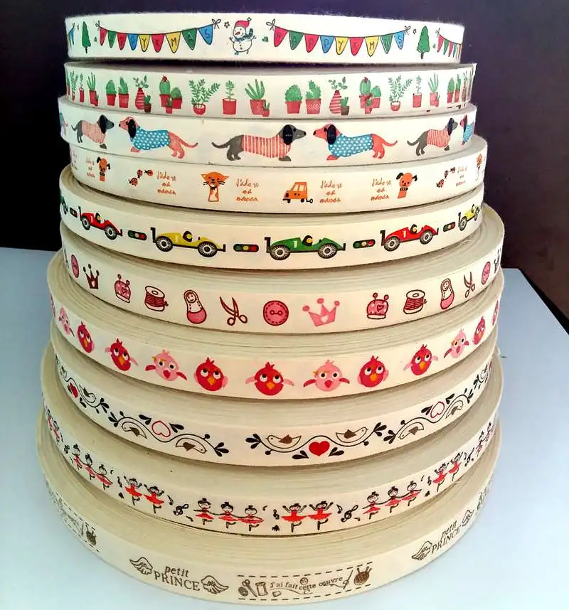 

15Yards Handmade Printed Cotton Ribbon DIY Cute Colored Flag Gift Wrap Ribbon Party Sewing Clothing Sewing Supplies Fabric