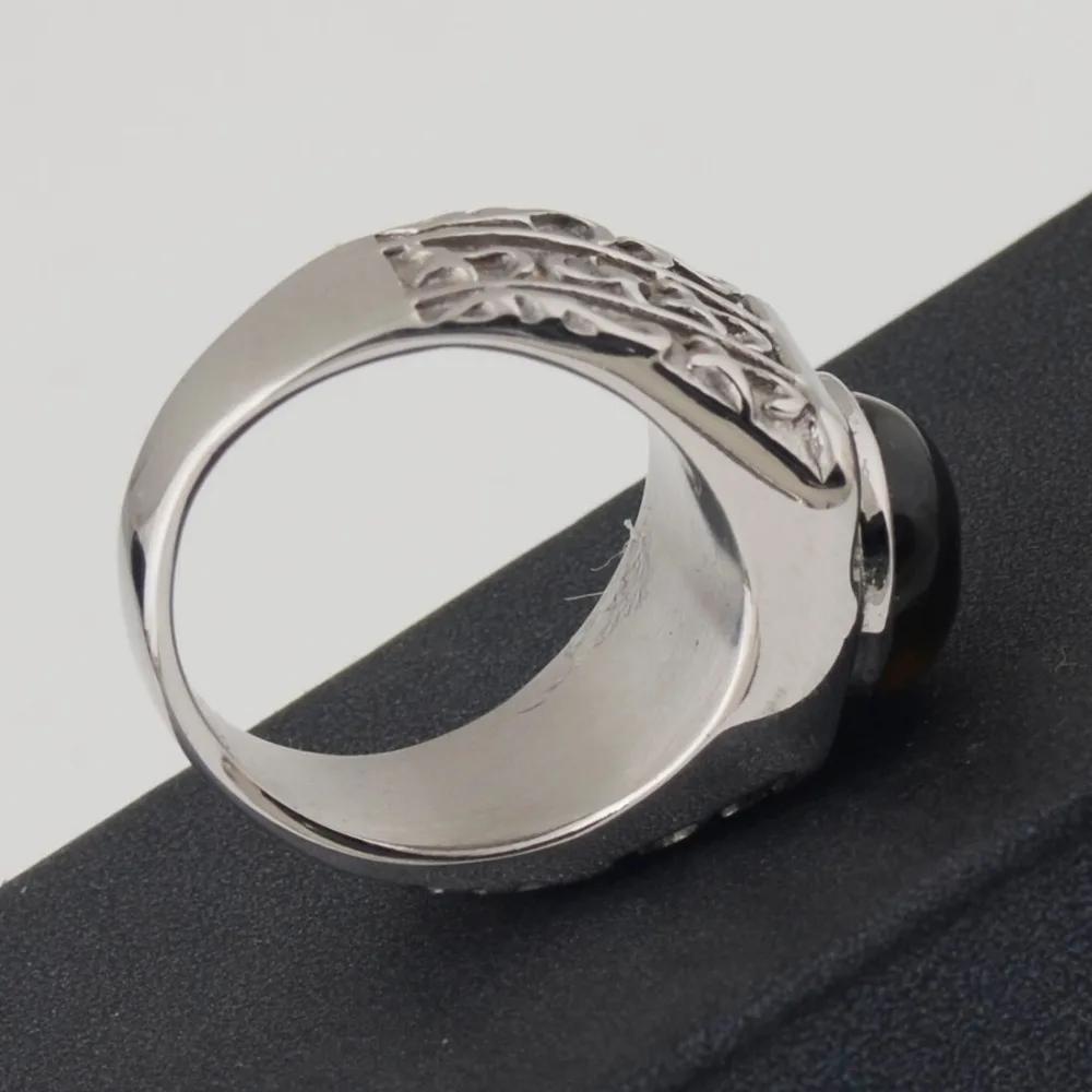 Мужское серебряное кольцо тигровый глаз из нержавеющей стали | Украшения и