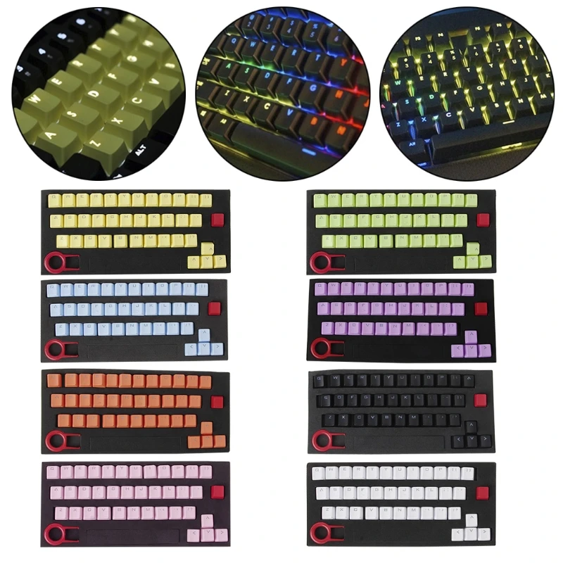 PBT 37 ключей двойной выстрел просвечивающие с подсветкой колпачки для механической клавиатуры