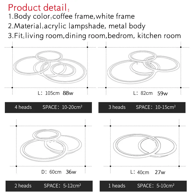 New Design Fashion Home LED Ceiling Lights For Bedroom Living Room Dining room Kitchen Modern Lamps White&ampCoffee Frame | Освещение