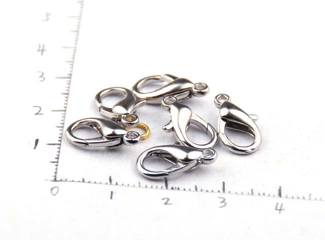 

Free Shipping 100PCS 14*7MM Rhodium Plated iron Clasps for jewelry Lobster Clasp Diy Jewelry Findings Accessories wholesale