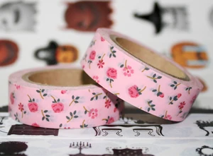 Красивая Высококачественная бумажная васи лента 15 мм * 10 мрозовый фон маленькие красные цветы Маскировочная японская васи лента