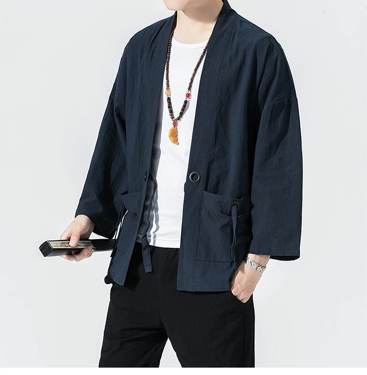 Sinicism Store Мужская Солнцезащитная одежда кимоно повседневные куртки Мужская японская куртка китайский стиль Летняя мужская открытая стежка